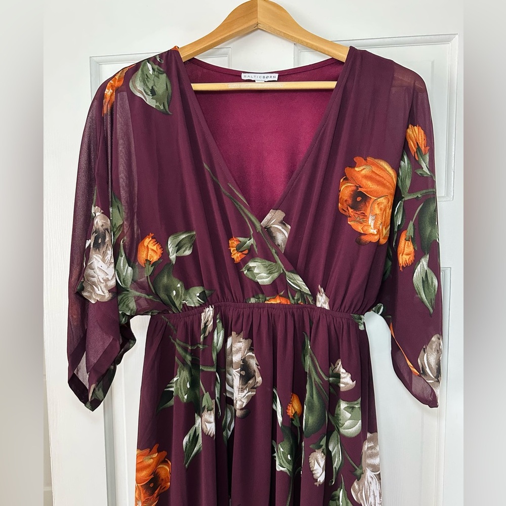Baltic Born Plum Floral Maxi Dress with Orange & Cream Blooms